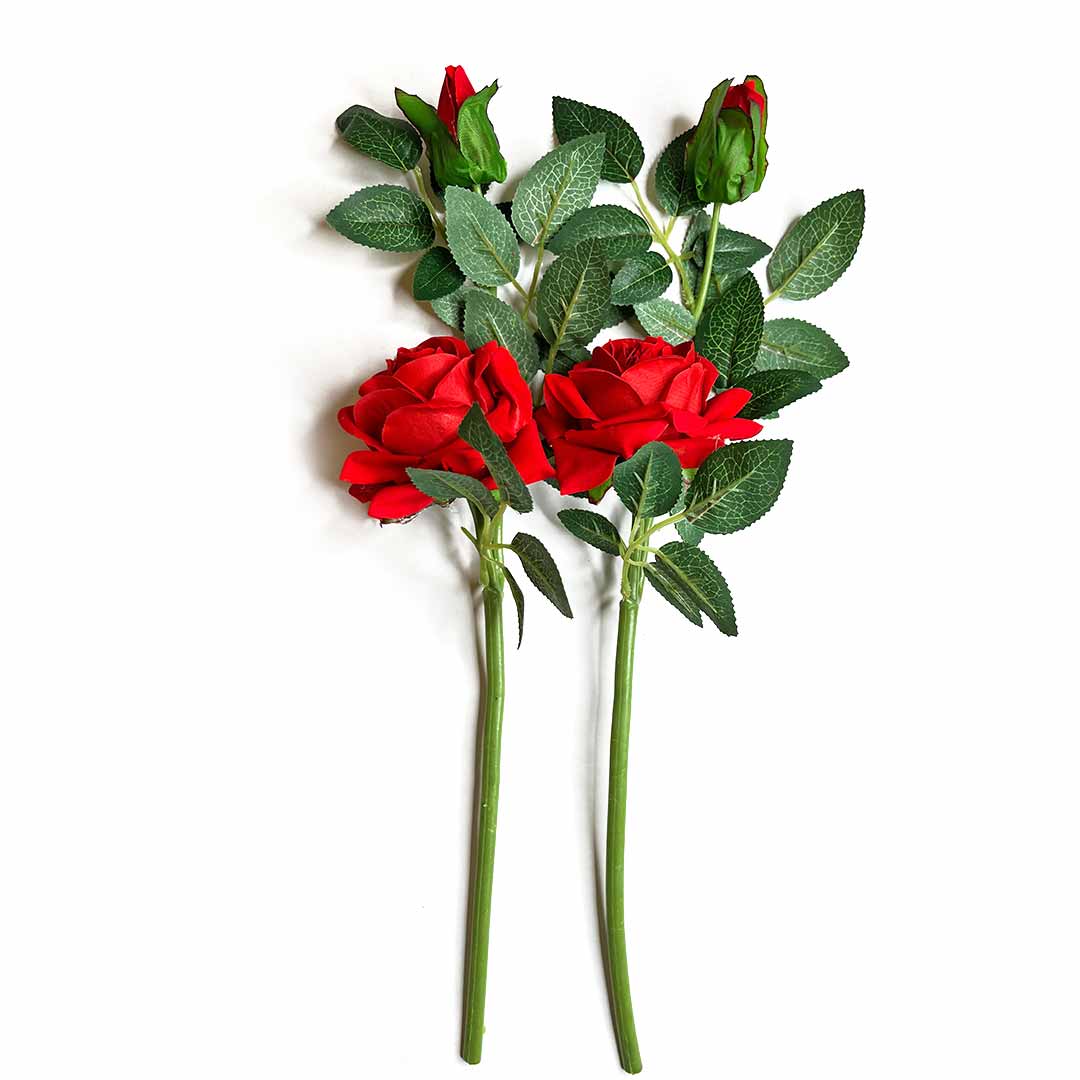 Artificial Rose Flowers with Stick Set Of 2 | Artificial Rose | Flowers with Stick | Set of 2 | Craft | Art Craft | Decoration Essentials | Indian Home | Online Craft | Online Art | Adikala Craft Store 