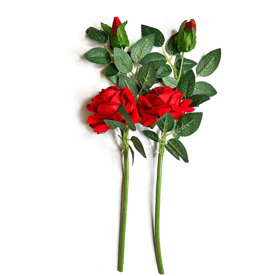 Artificial Rose Flowers with Stick Set Of 2 | Artificial Rose | Flowers with Stick | Set of 2 | Craft | Art Craft | Decoration Essentials | Indian Home | Online Craft | Online Art | Adikala Craft Store 