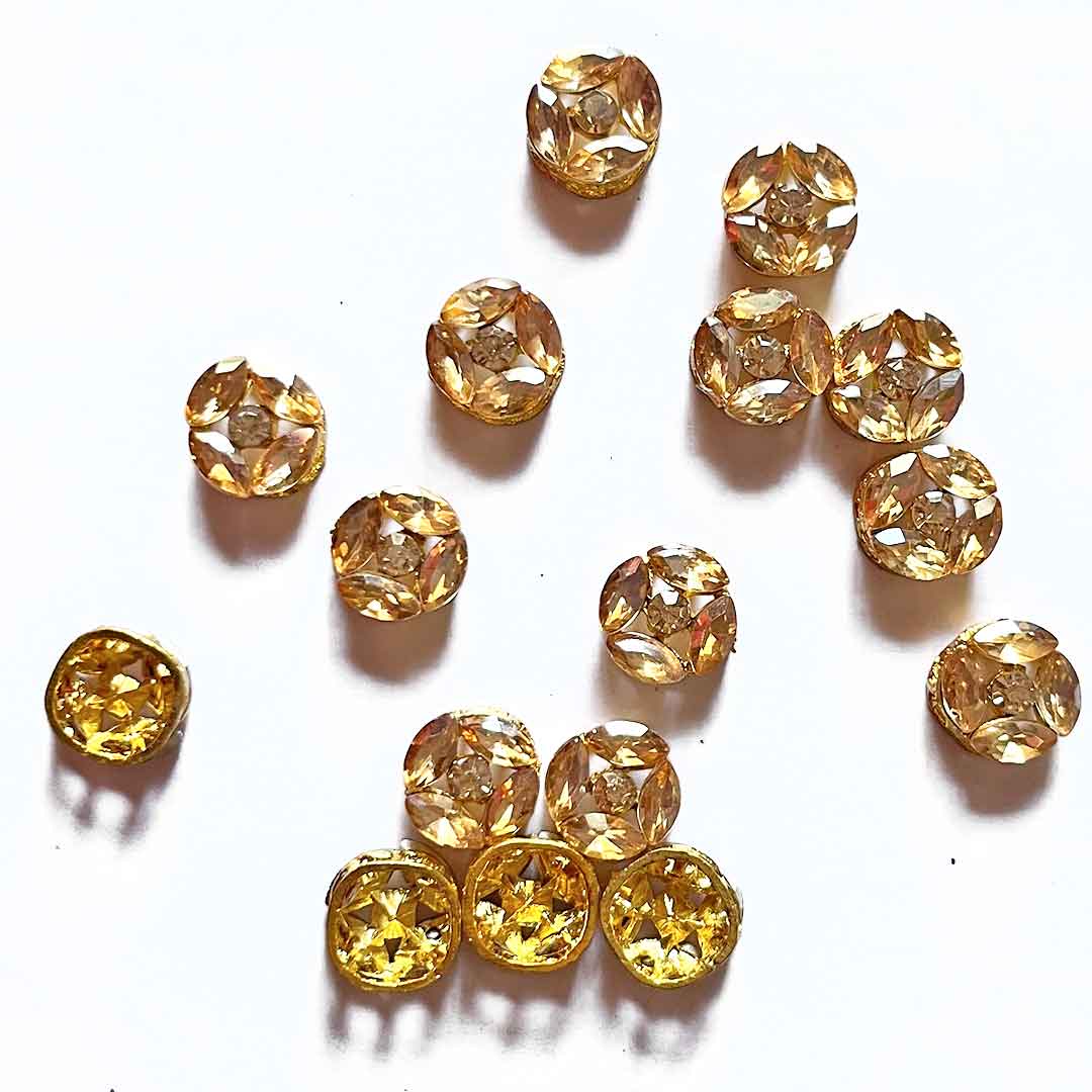 Light Peach Color Button | Crystel Stones Round Shape Button | Light Peach Crystal Button | Gold Color Button | Gold Metal Buttons | Life of Tree Buttons | Tree Shapr Buttons | Square Shape Button | Fancy Buttons | Dress Making button | Round Shape Button | Buttons | Dress making Button | Beautiful Button | Hobby Craft | Adikala craft Store | Adikala India | Adikala