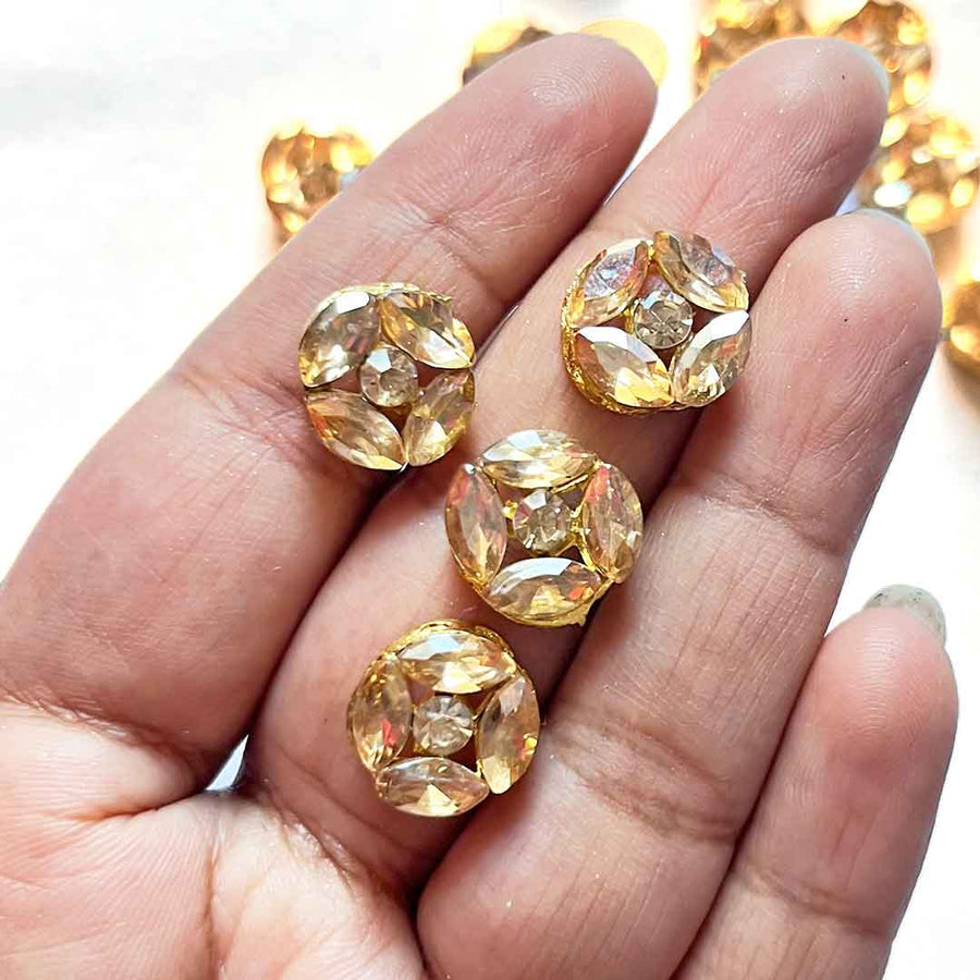 Light Peach Color Button | Crystel Stones Round Shape Button | Light Peach Crystal Button | Gold Color Button | Gold Metal Buttons | Life of Tree Buttons | Tree Shapr Buttons | Square Shape Button | Fancy Buttons | Dress Making button | Round Shape Button | Buttons | Dress making Button | Beautiful Button | Hobby Craft | Adikala craft Store | Adikala India | Adikala
