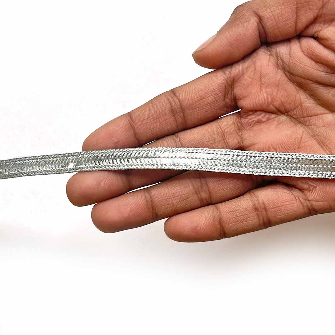 Silver Color Braided Lace | Color Silver Lace | Braided lace | Silver Lace | Craft | Art Craft | Decoration | Indian Tradition | Laces | Borders | Adikala craft Store 