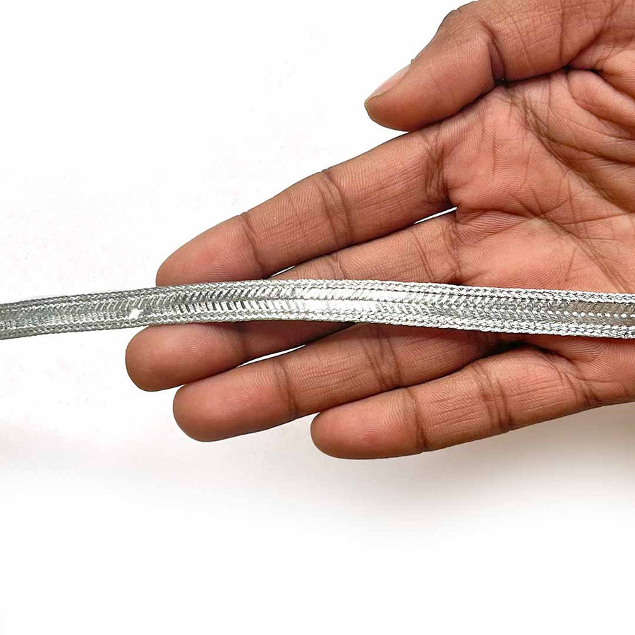 Silver Color Braided Lace | Color Silver Lace | Braided lace | Silver Lace | Craft | Art Craft | Decoration | Indian Tradition | Laces | Borders | Adikala craft Store 
