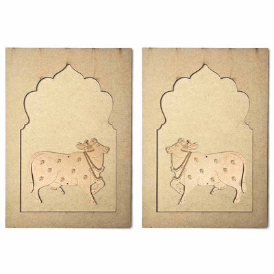 Jharokha With Cow Mdf Cutout 13 inches | Jharokha | Cow Mdf Cutout 13 inches | Mdf Cutout |  13 inches | Online Art | Art Craft | Craft Store Online | Adikala | Jharokhas with pichwai Cow 