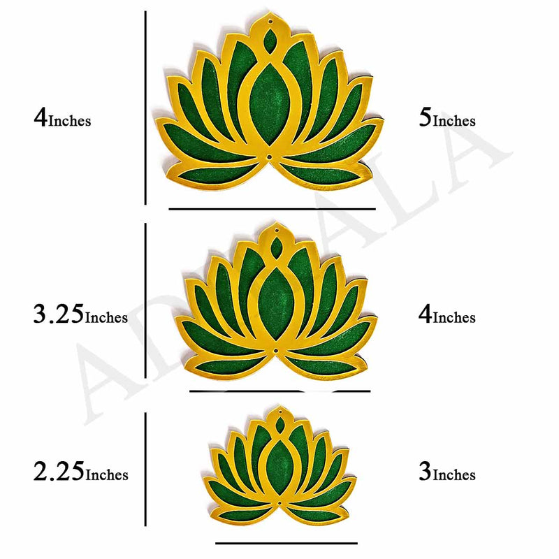 3 Different Sizes Green Velvet & Golden Acrylic Lotus Set of 18 | 3 Different Sizes | Green Velvet | Golden Acrylic | Lotus Set of 18 | Adikala