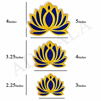 3 Different Sizes Blue Velvet & Golden Acrylic Lotus Set of 18 | 3 Different Sizes | Blue Velvet | Golden Acrylic Lotus | Set of 18 | Velvet & Golden | Art Craft | Online Craft | Adikala