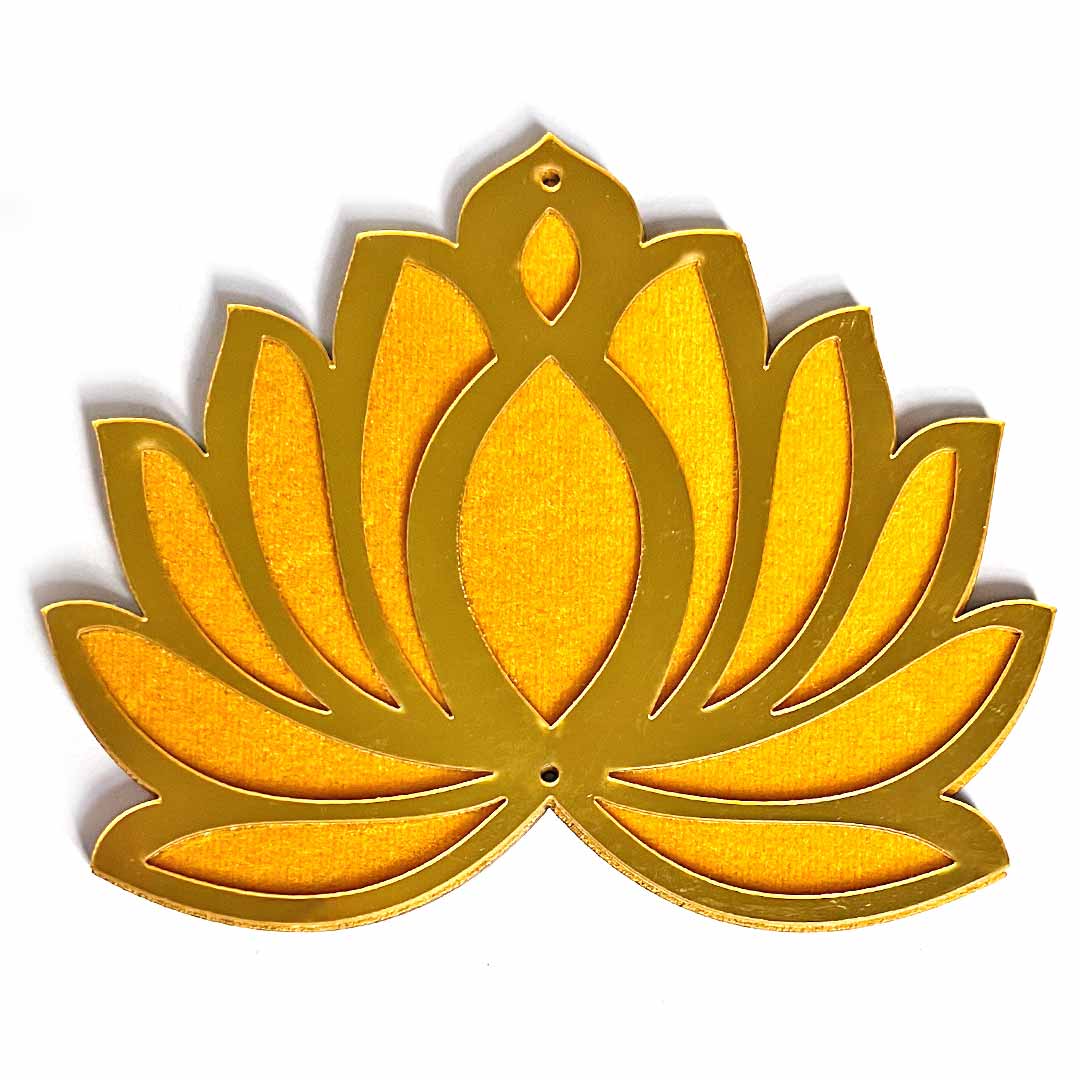 3 Different Sizes Blue Velvet & Golden Acrylic Lotus Set of 18