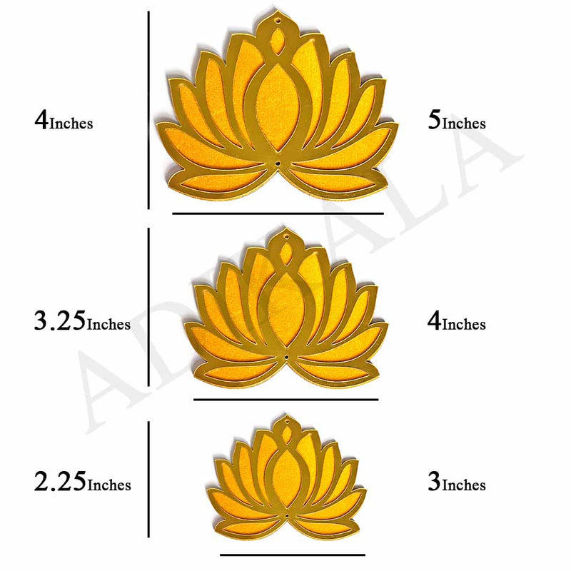 3 Different Sizes Yellow Velvet & Golden Acrylic Lotus Set of 18 | 3 Different Sizes | Yellow Velvet Lotus | Golden Acrylic Lotus | Lotus Set of 18 | Decoration Making | Art Craft | Craft | Adikala
