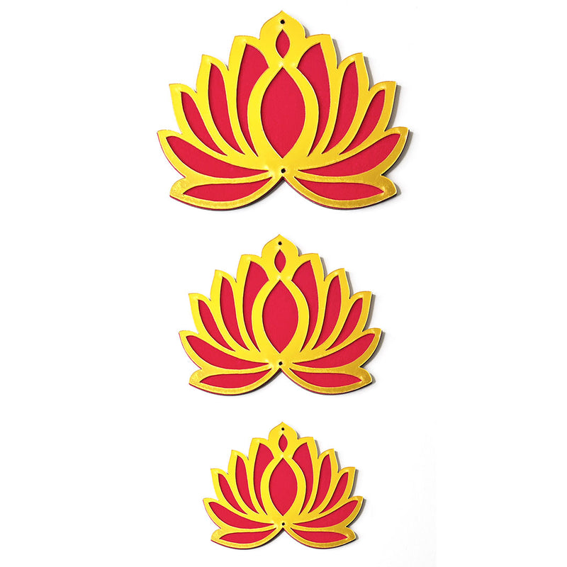 3 Different Sizes Red Velvet & Golden Acrylic Lotus Set of 18 | 3 Different Sizes |  Red Velvet  |  Golden Acrylic Lotus Set of 18 |  Set of 18 | Art Craft | Project Making | Art Mkaing | Adikala | Craft online
