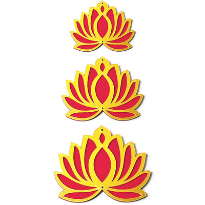 3 Different Sizes Red Velvet & Golden Acrylic Lotus Set of 18 | 3 Different Sizes | Red Velvet | Golden Acrylic Lotus Set of 18 | Set of 18 | Art Craft | Project Making | Art Mkaing | Adikala | Craft online