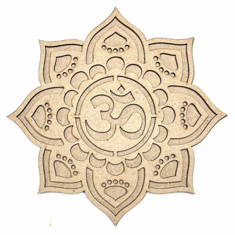 Om with Lotus Flower Design MDF Cutout Base for DIY