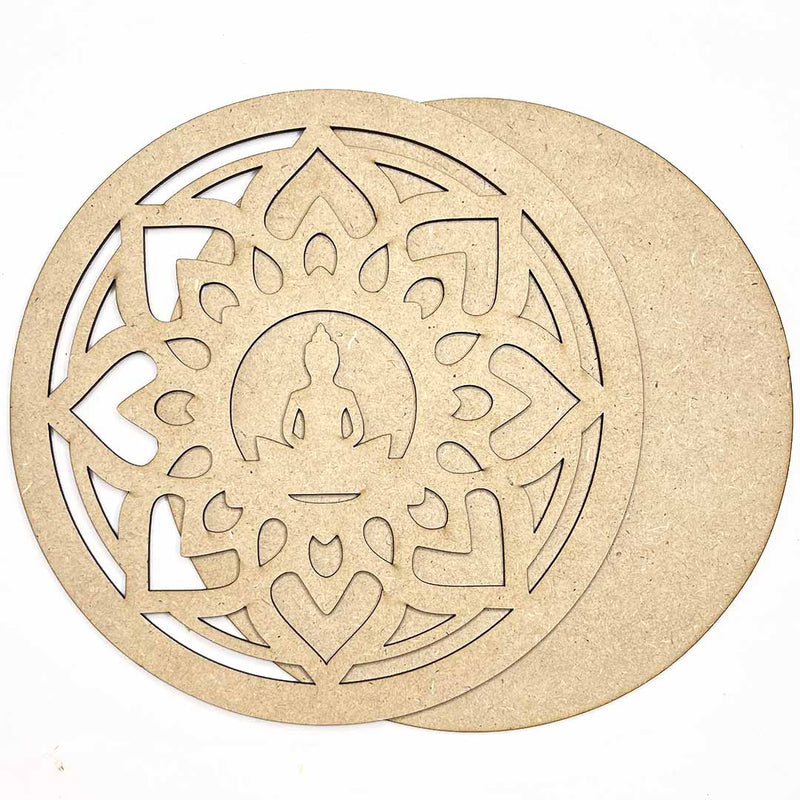 Lord Buddha & Lotus Design MDF Cutout Base for DIY | Craft Store Online | Lotus design MDF | MDF Cutouts | DIY Projects