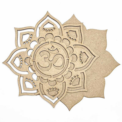 Om with Lotus Flower Design MDF Cutout Base for DIY
