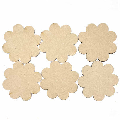 Flower Mdf Base Set of 6 | Flower Mdf Base | Floral |   Set of 6 | Flower | Mdf | Art Craft Craft Stoire Online | Decoration | Adikala 