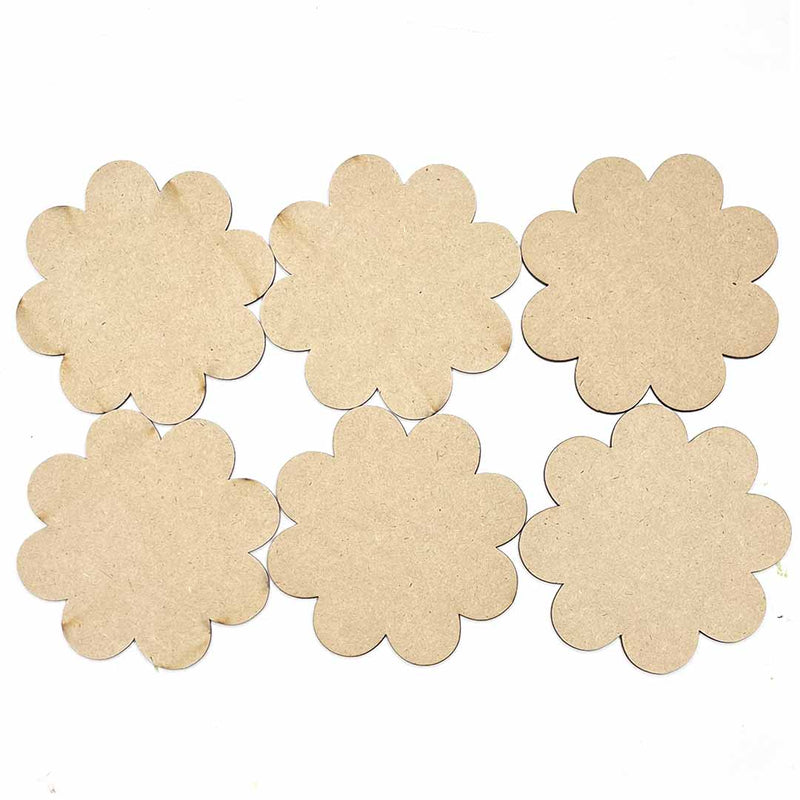 Flower Mdf Base Set of 6 | Flower Mdf Base | Floral |   Set of 6 | Flower | Mdf | Art Craft Craft Stoire Online | Decoration | Adikala 