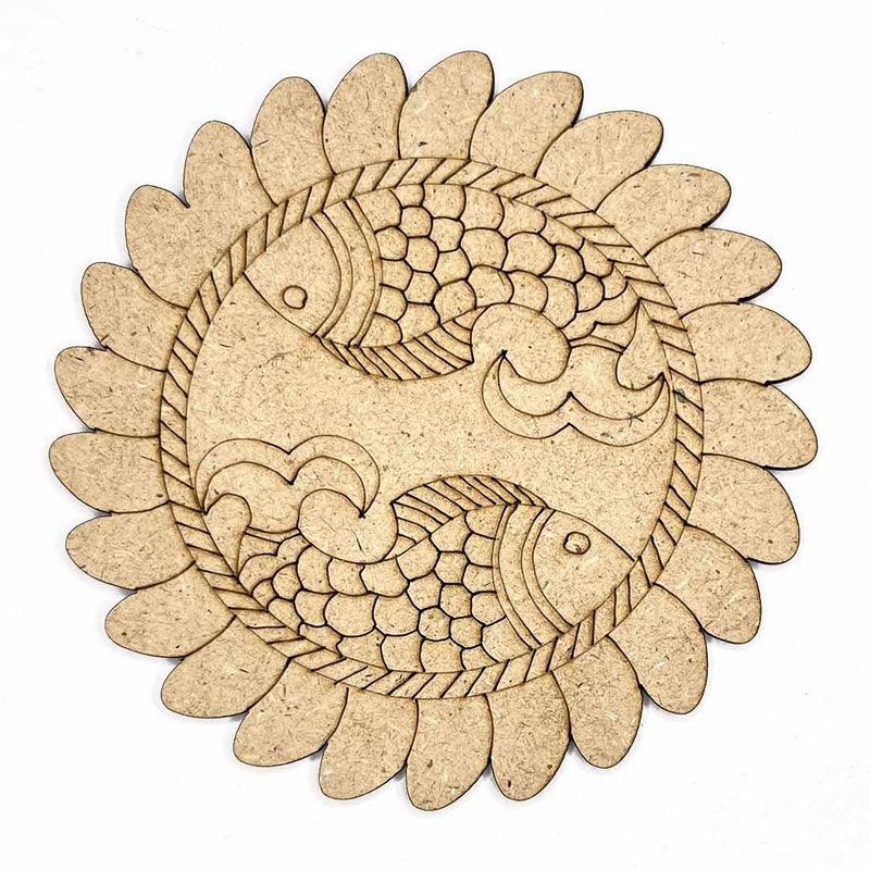 Round Shaped MDF Engraved Madhubani Mithila Design Coaster Set of 6 | Round Shaped MDF | Engraved Madhubani Design | Design Coaster Set of 6 | Mithila Design Coaster | Art Craft | Craft Store Online | online Art | Adikala