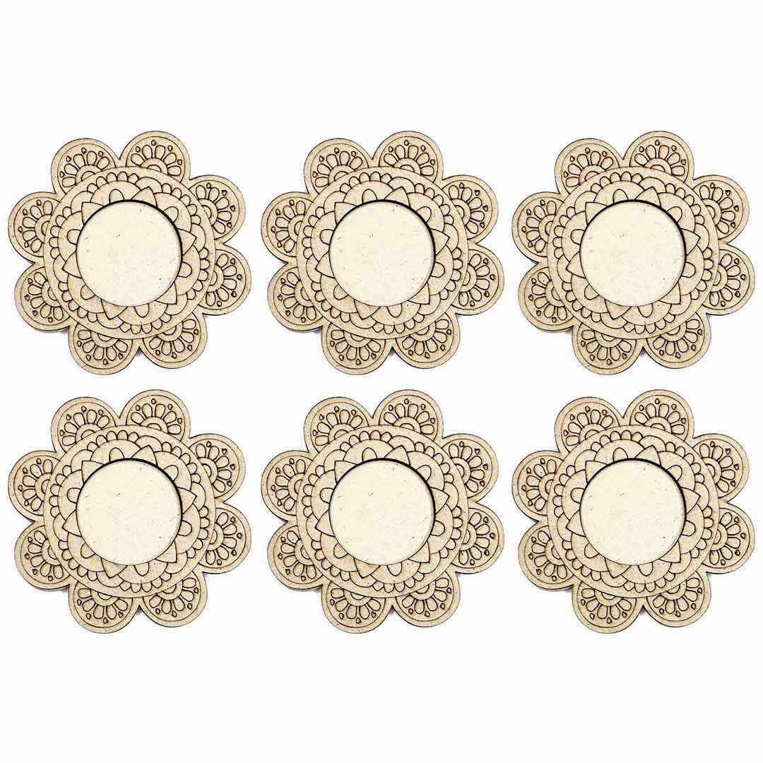 Engraved Floral Cutting Tea Light Holder Set of 6 | Engraved Floral design | Tea Lights | Holder | set of 6 | Engraved Floral Cutting Tea | Light Holders | set of 6 | Adikala