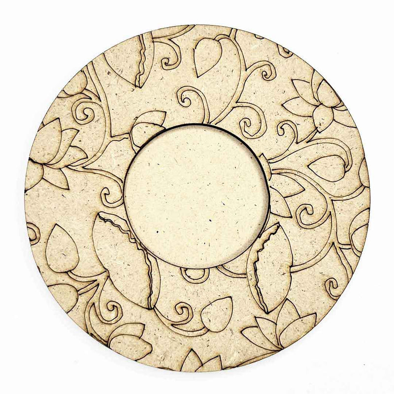 Engraved Round Shape Pichwai Lotus Design Tea Light Holder Set of 6 |  Adikala 