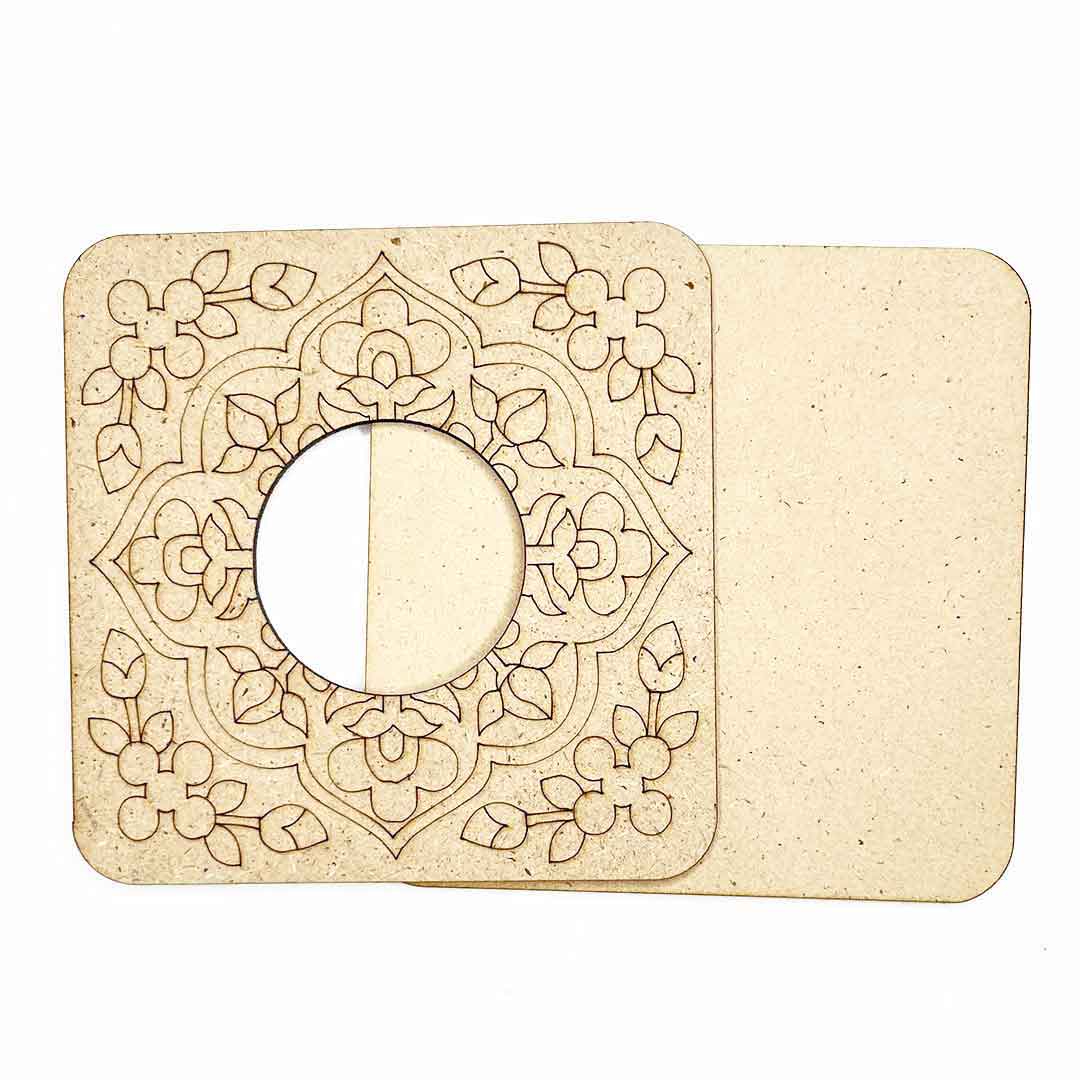 Engraved Floral Design Square Shape Tea Light Holder Set of 6 | Adikala | Engraved Design | Square Shape | tea Light Holders | Set of 6 | Design Square Shape | Tea Light | Set Of 6 | Adikala Craft Store