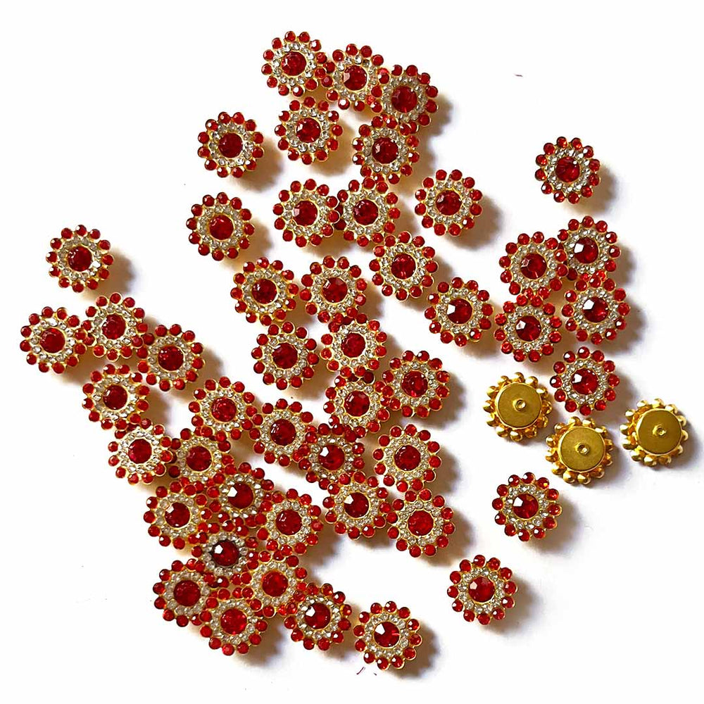 white Stones booti Pack | pack of 50 | Red Flower Shape Booti | Art Craft | Craft Store | Craft | Art Making | Project Making | Online Art Craft | Indian Art Craft | Indian Craft | Handmade | decoration Essentials | Adikala Craft Store