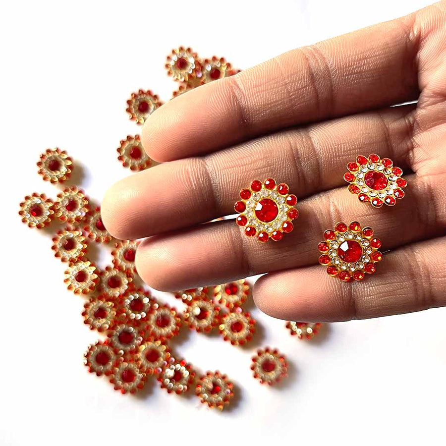 white Stones booti Pack | pack of 50 | Red Flower Shape Booti | Art Craft | Craft Store | Craft | Art Making | Project Making | Online Art Craft | Indian Art Craft | Indian Craft | Handmade | decoration Essentials | Adikala Craft Store