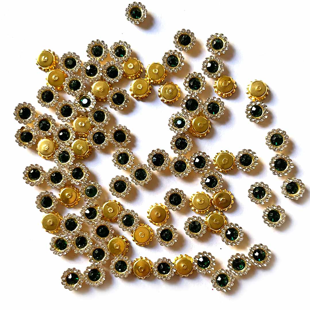 Dark Green Flower Shape | dark Green Stones booti Pack | pack of 50 | Flower Shape Booti | Art Craft | Craft Store | Craft | Art Making | Project Making | Online Art Craft | Indian Art Craft | Indian Craft | Handmade | decoration Essentials | Adikala Craft Store
