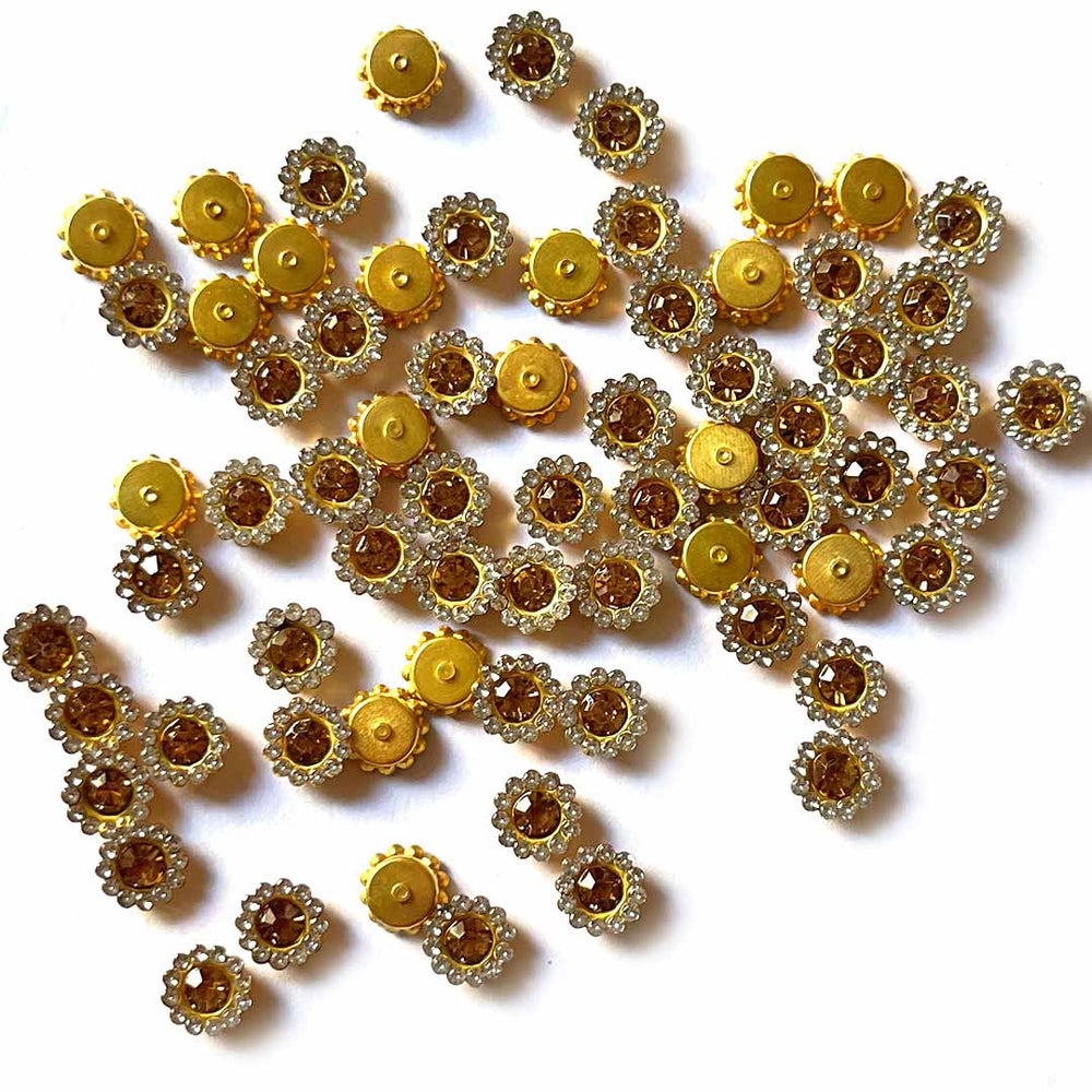 Golden Flower Shape | Golden Stones booti Pack | pack of 50 | Flower Shape Booti | Art Craft | Craft Store | Craft | Art Making | Project Making | Online Art Craft | Indian Art Craft | Indian Craft | Handmade | decoration Essentials | Adikala Craft Store