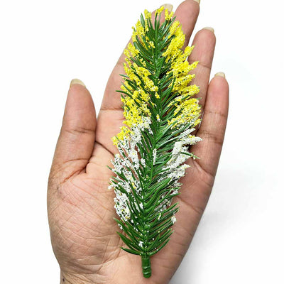 Green Pine Tree Leaves With White & Yellow Edges Set Of 12 | Green Pine Tree Leaves | White & Yellow Edges Set Of 12 | Yellow edge | Tree Leaves | Green Pine | Leaves | Art Craft | Craft Store Online | Art | Craft | Decoration | Project | Adikala Craft Store