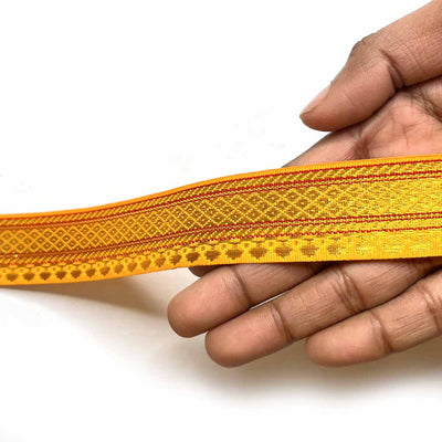 Yellow & Golden Zari Color Weaving Border (.1inch) ( 5 mtr ) | Yellow laces | Golden Zari Laces | Zari | Golden Color | Weaving Border | Craft Shop | Art Craft | Decoration Essentials | Home Decor | India | Handmade | Sharee | Adikala Craft Store