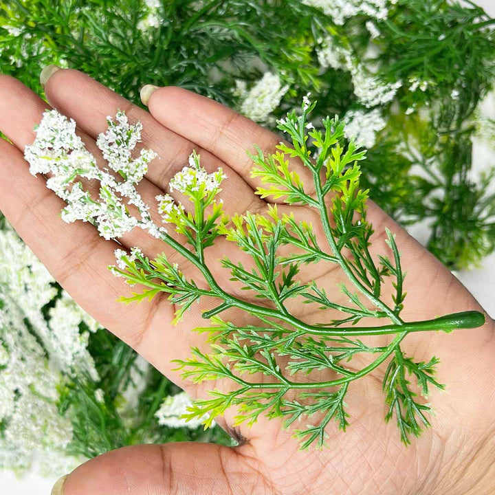 Green Fern Leaves With White Edges Set Of 12 | Green Fern Leaves | White Edges Set of 12 | Green Fern Leaves | White Edges | Art Craft | Adikala Craft Store | Craft Store Online | Adikala | Leaves Fern | Decoration | Home Decoration | Indian Homes | Festivals