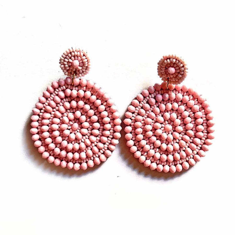 Light Pink Color Round Shape Earrings | Light pink Color | Round Shape earrings | Art Craft | Craft Store | Craft | Art Making | Project Making | Online Art Craft | Indian Art Craft | Indian Craft | Handmade | decoration Essentials | Adikala Craft Store