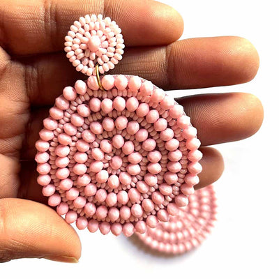 Light Pink Color Round Shape Earrings | Light pink Color | Round Shape earrings | Art Craft | Craft Store | Craft | Art Making | Project Making | Online Art Craft | Indian Art Craft | Indian Craft | Handmade | decoration Essentials | Adikala Craft Store