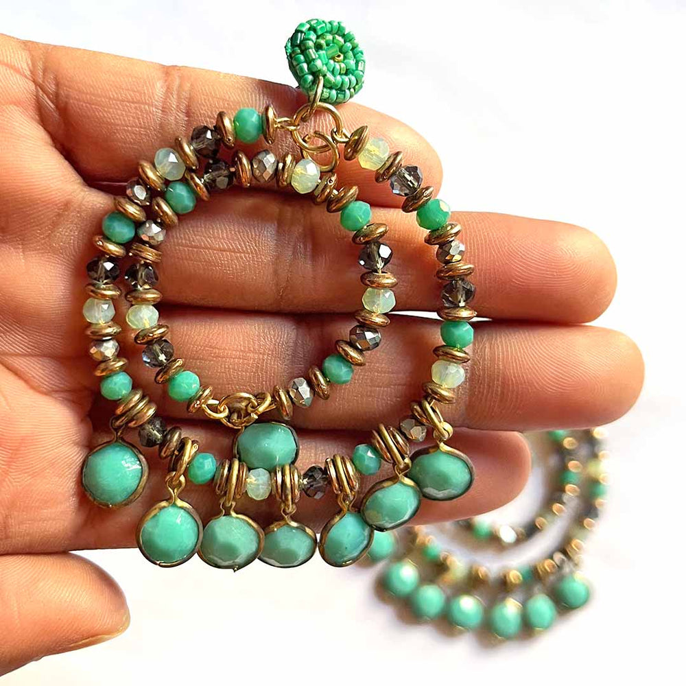 Sea Green Color Earrings | Sea Green | Green Color Earrings | earrings | Art Craft | Craft Store | Craft | Art Making | Project Making | Online Art Craft | Indian Art Craft | Indian Craft | Handmade | decoration Essentials | Adikala Craft Store