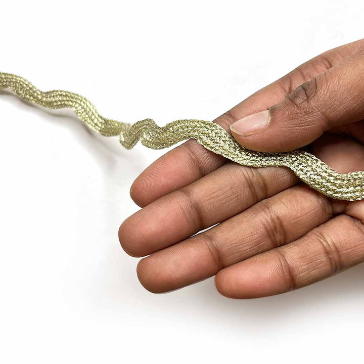 Light Golden Color Zig Zag Lace | Light Golden |  Zig Zag Lace | 9 Meter | Art Craft | Craft Store | Craft | Art Making | Project Making | Online Art Craft | Indian Art Craft | Indian Craft | Handmade | decoration Essentials | Adikala Craft Store