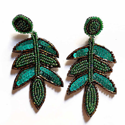 Green Color Leaf Earrings | Green Color | Leaf Earrings | Art Craft | Craft Store | Craft | Art Making | Project Making | Online Art Craft | Indian Art Craft | Indian Craft | Handmade | decoration Essentials | Adikala Craft Store