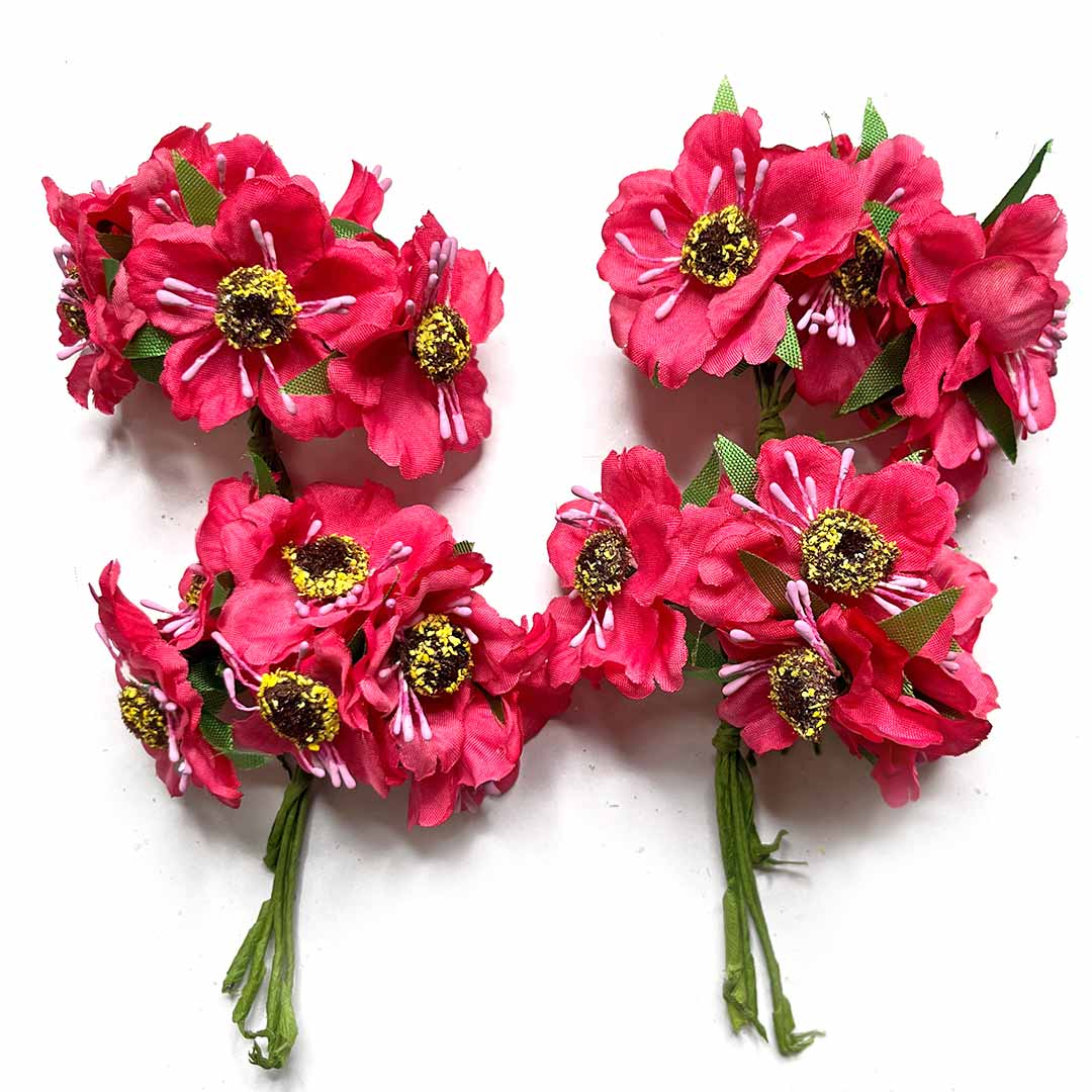 pink Color Poppy Flowers | Red Color | poppy Flower | Flower Bunch 2 of 12 PCS | Art Craft | Craft Store | Craft | Art Making | Project Making | Online Art Craft | Indian Art Craft | Indian Craft | Handmade | decoration Essentials | Adikala Craft Store