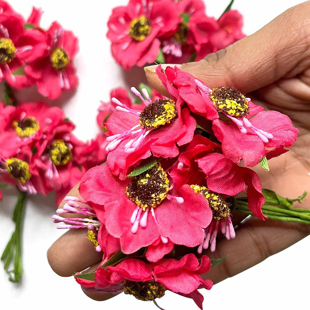 pink Color Poppy Flowers | Red Color | poppy Flower | Flower Bunch 2 of 12 PCS | Art Craft | Craft Store | Craft | Art Making | Project Making | Online Art Craft | Indian Art Craft | Indian Craft | Handmade | decoration Essentials | Adikala Craft Store