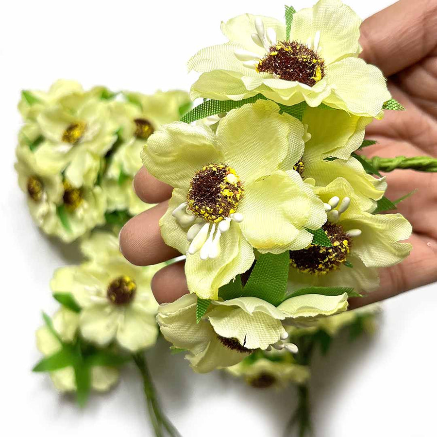 Light yellow Color Poppy Flowers | Red Color | poppy Flower | Flower Bunch 2 of 12 PCS | Art Craft | Craft Store | Craft | Art Making | Project Making | Online Art Craft | Indian Art Craft | Indian Craft | Handmade | decoration Essentials | Adikala Craft Store