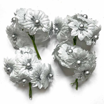 Silver Tissue Flower Bunch 2 Of 12 PCS.