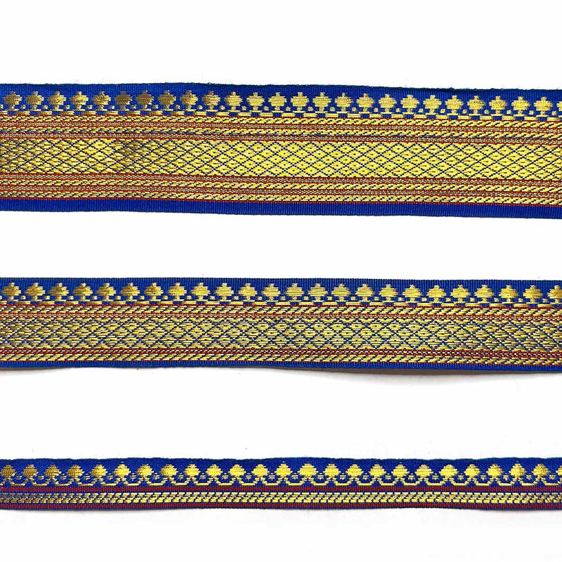 Blue & Golden Zari Color Weaving Border 3-In-One - ( 5 mtr )