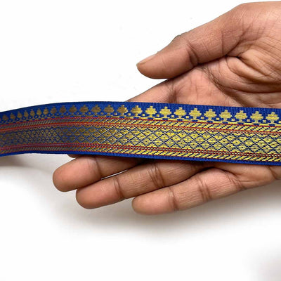 Blue & Golden Zari Color Weaving Border 3-In-One - ( 5 mtr )