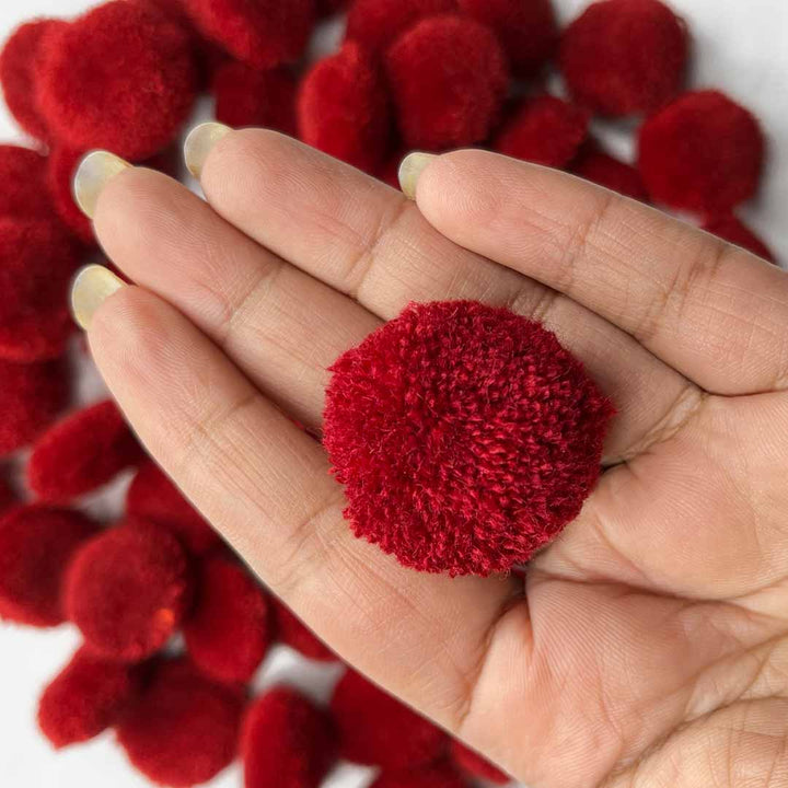 Maroon Pom Pom Balls Pack Of 25