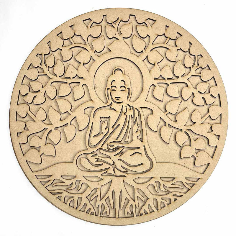 Lord Buddha With Tree Of Life Design MDF Cutout Base for DIY | Lord Budha | MDF | MDF Cutouts | Adikala  | Art Craft | Craft Store Online | LIfe of Tree | MDF Cutout Base | DIY | MDF Lord Budha | Adikala