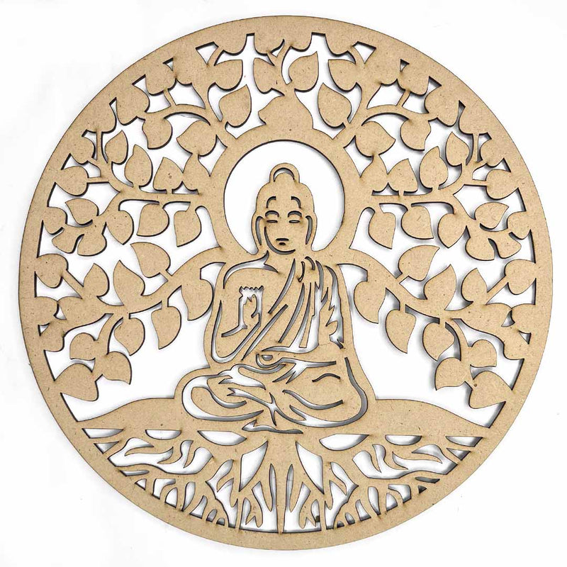 Lord Buddha With Tree Of Life Design MDF Cutout Base for DIY | Lord Budha | MDF | MDF Cutouts | Adikala | Art Craft | Craft Store Online | LIfe of Tree | MDF Cutout Base | DIY | MDF Lord Budha | Adikala
