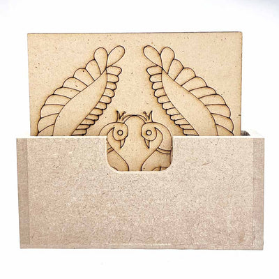 Square Shaped Pair of Peacock Design Engraved Coaster Set of 6 | Adikala | Craft Online | Art Craft | Adikala
