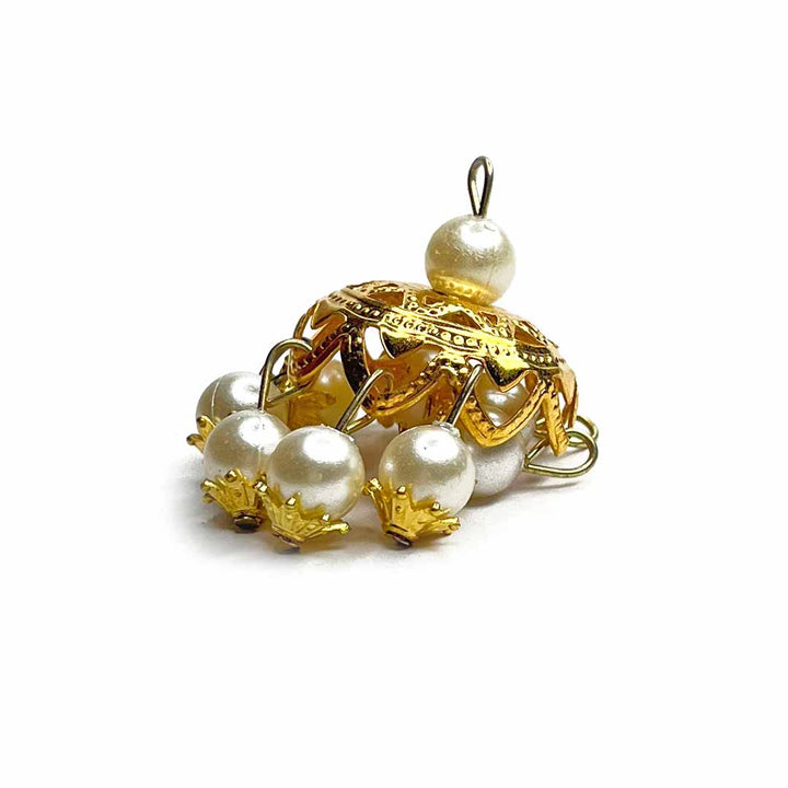 Golden With White Jhumka | Golden Color Acrylic Beads | Beads jhumka | Jhumka set of 10 | Golden Colour Jhumka | Art Craft | Decoration Craft | indian Home | Decoration | Project Making | online Art | Design | Beautiful | Adikala | Adikala Craft Store