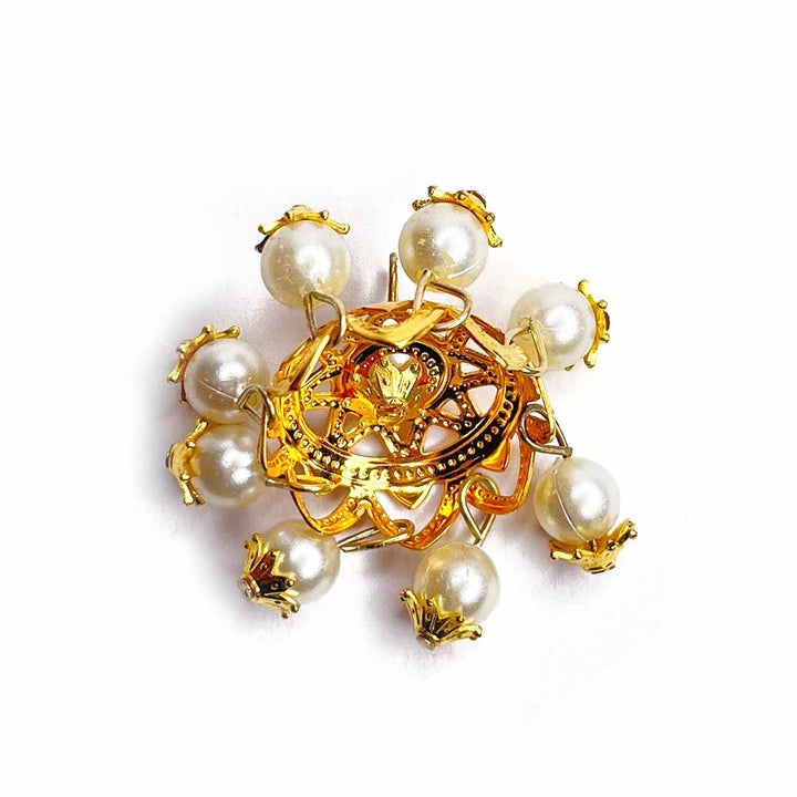 Golden With White Jhumka | Golden Color Acrylic Beads | Beads jhumka | Jhumka set of 10 | Golden Colour Jhumka | Art Craft | Decoration Craft | indian Home | Decoration | Project Making | online Art | Design | Beautiful | Adikala | Adikala Craft Store