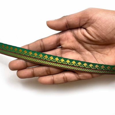 Green  & Golden Zari Color Weaving Border | Green | Golden Za ri Color Weaving Border | Art Craft | Craft Store | Craft | Art Making | Project Making | Online Art Craft | Indian Art Craft | Indian Craft | Handmade | decoration Essentials | Adikala Craft Store