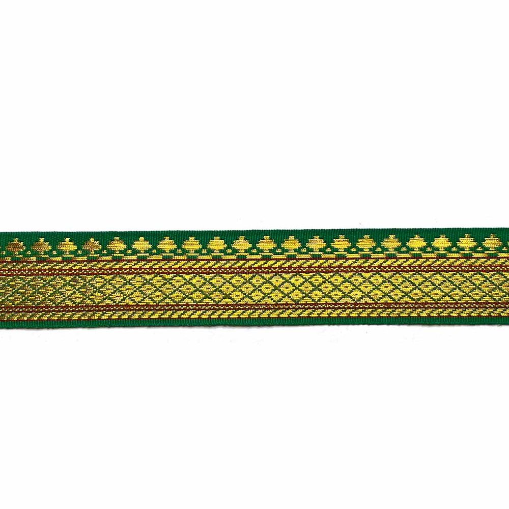 Green & Golden Zari Color Weaving Border | Green | Golden Za ri Color Weaving Border | Art Craft | Craft Store | Craft | Art Making | Project Making | Online Art Craft | Indian Art Craft | Indian Craft | Handmade | decoration Essentials | Adikala Craft Store