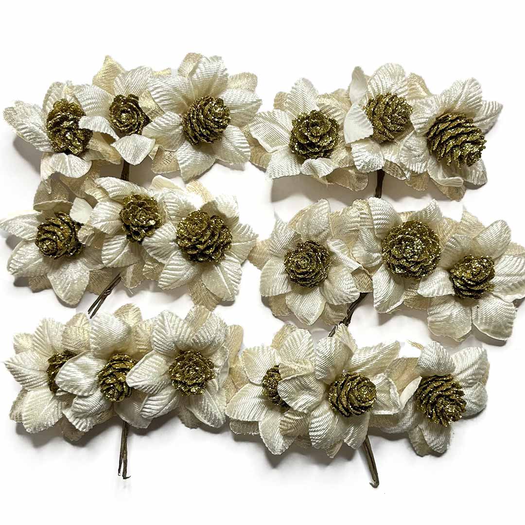 Cream Color Martina Moon Flower | Cream Color | Moon flower | baby Pine Bunch | Martina Moon Flower | Baby Pine Bunch 2 Of 6 PCS | Art Craft | Craft Store | Craft | Art Making | Project Making | Online Art Craft | Indian Art Craft | Indian Craft | Handmade | decoration Essentials | Adikala Craft Store