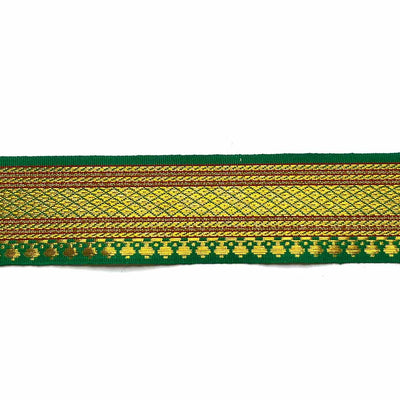 Green & Golden Zari Color Weaving Border 3-In-One - ( 5 mtr ) | Green laces | Golden Zari Laces | Zari | Golden Color | Weaving Border | Craft Shop | Art Craft | Decoration Essentials | Home Decor | India | Handmade | Sharee | Adikala Craft Store